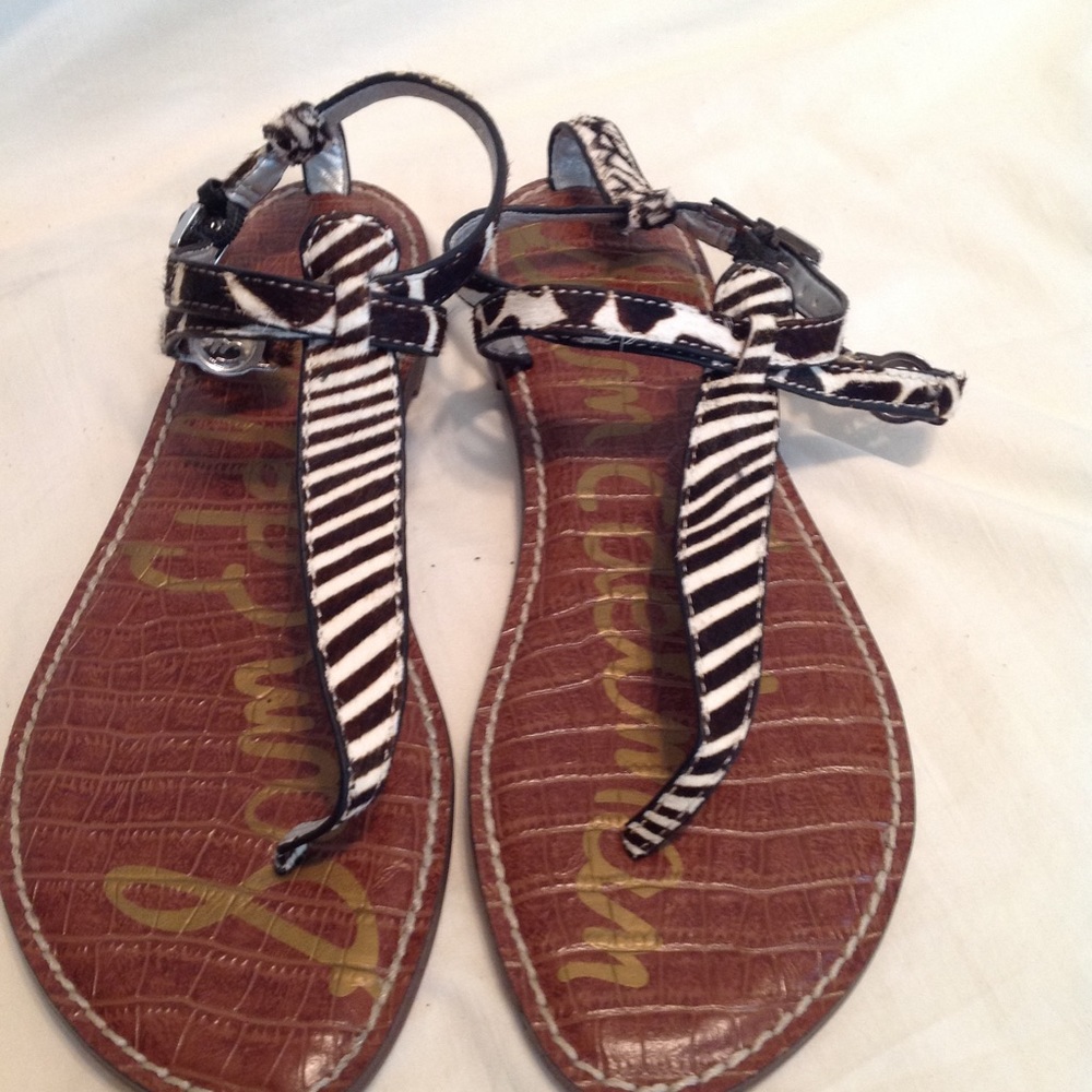 Sam Edelman Genuine calf hair croc footbed sandal - Picture 3 of 6